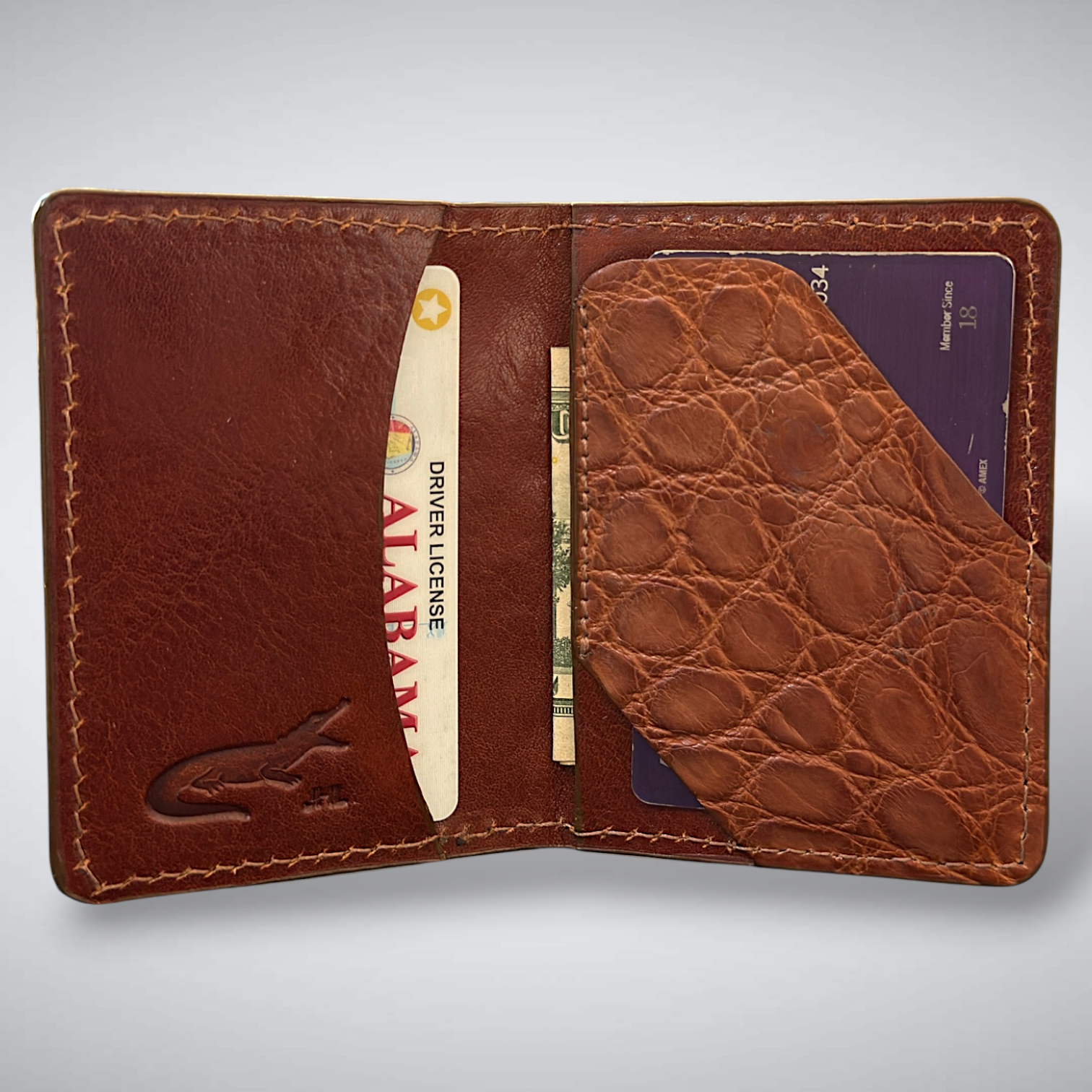 The Knox – Matte Alligator Slim Card Case | Cognac