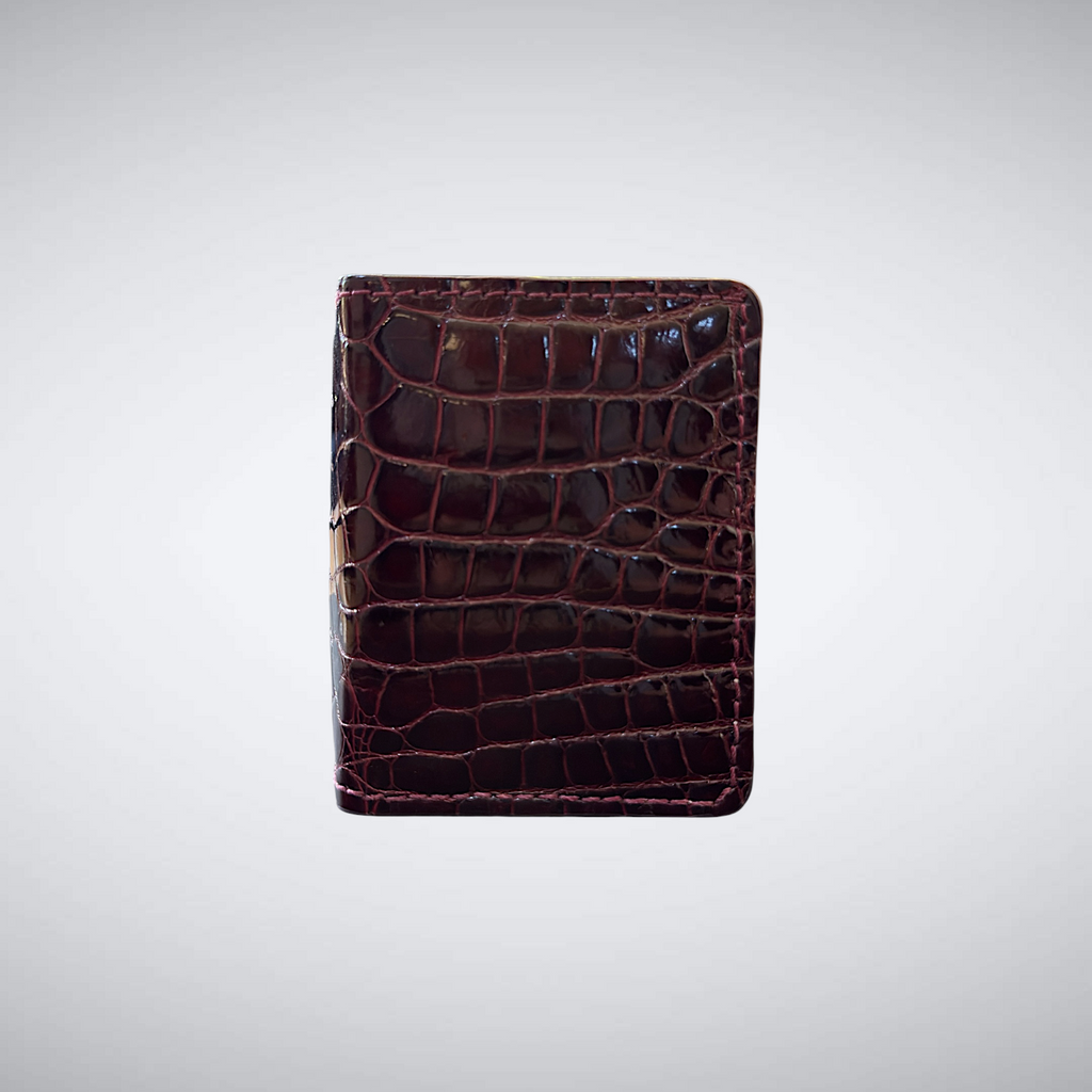 The Knox — Glazed Alligator Slim Card Case | Burgndy