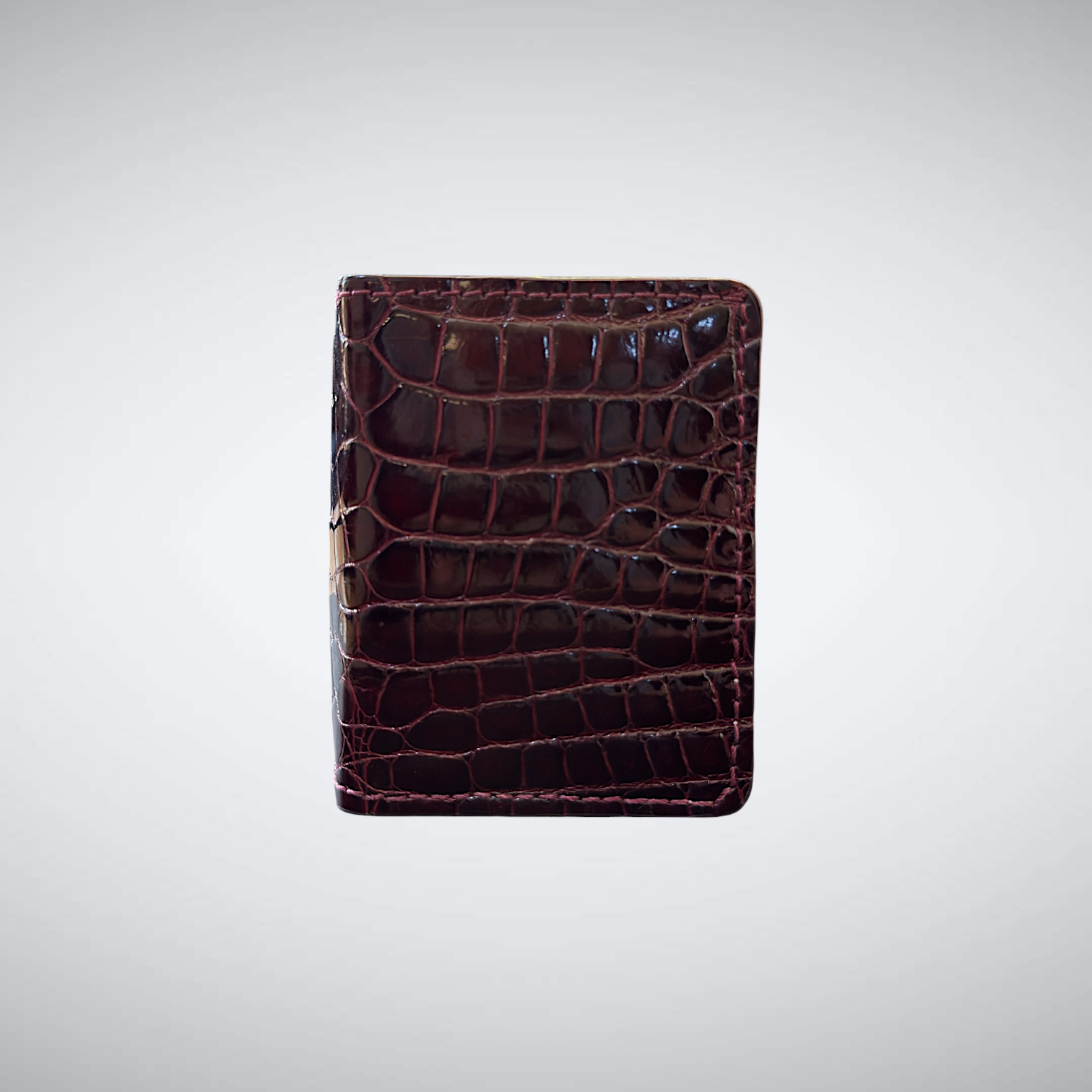 The Knox — Glazed Alligator Slim Card Case | Burgndy