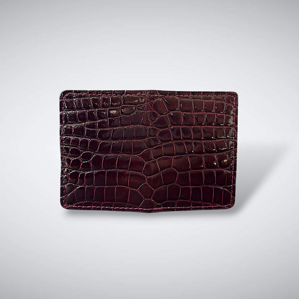 The Knox — Glazed Alligator Slim Card Case | Burgndy