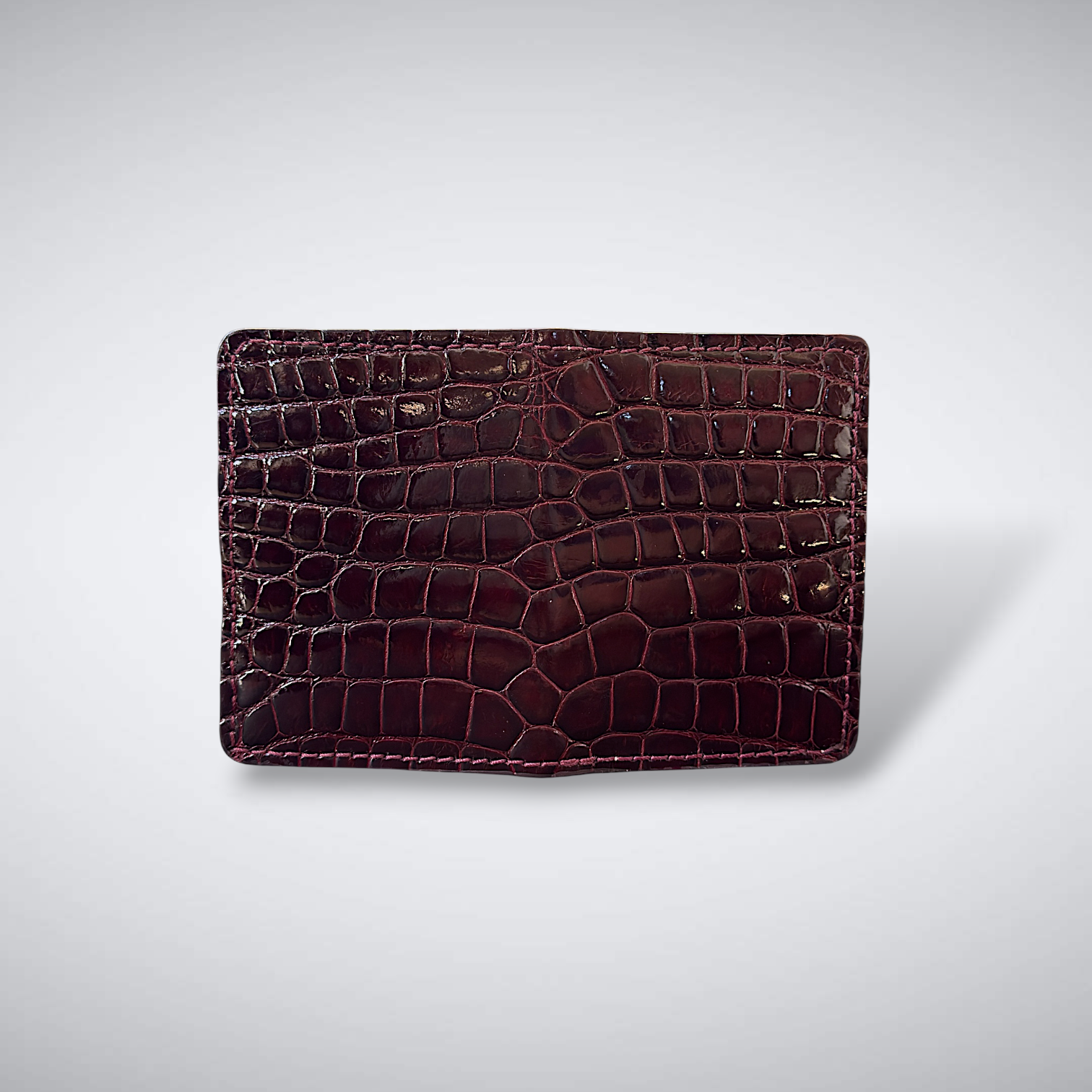 The Knox — Glazed Alligator Slim Card Case | Burgndy