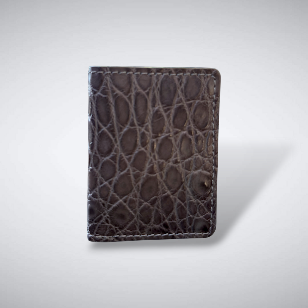 The Knox – Matte Alligator Slim Card Case | Gray