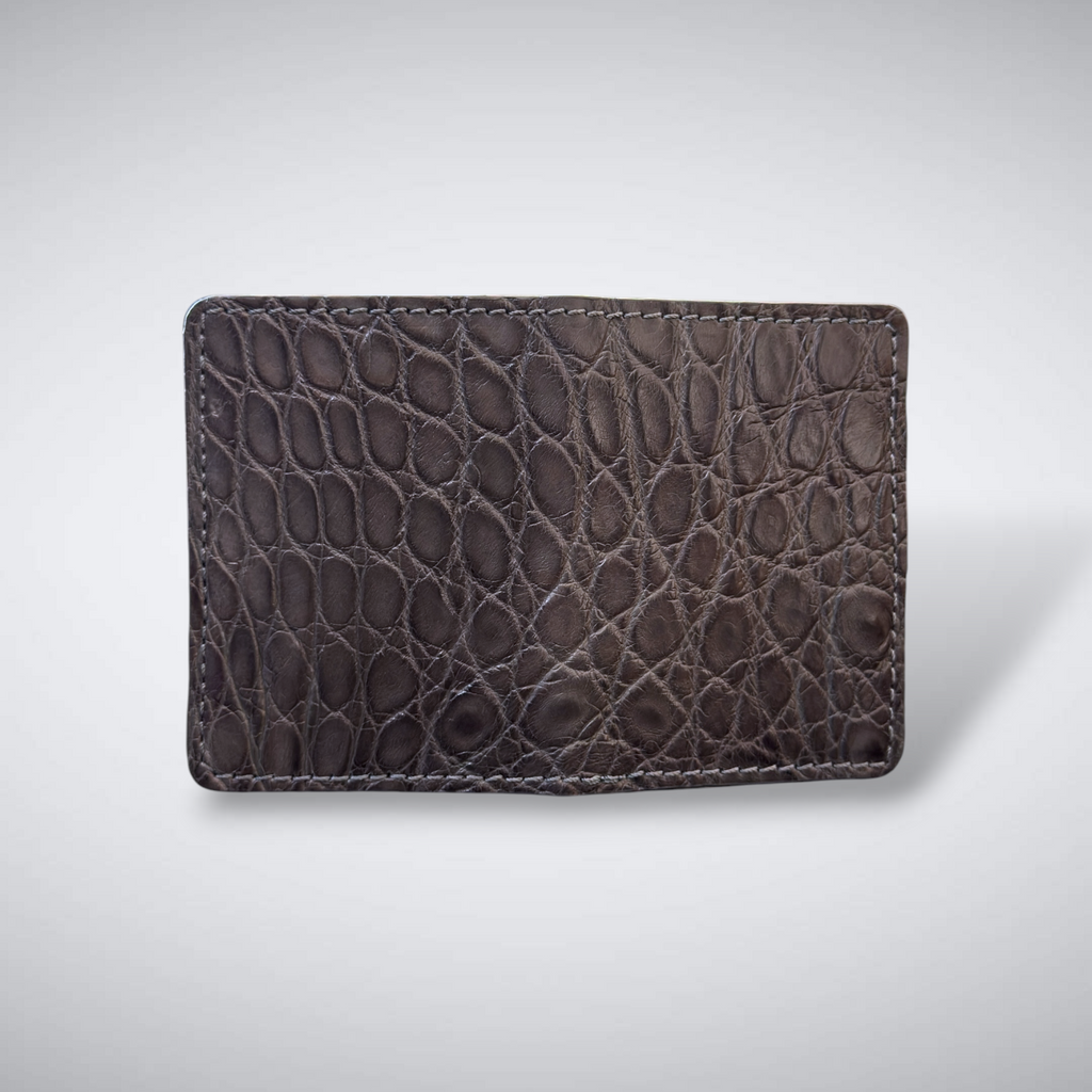 The Knox – Matte Alligator Slim Card Case | Gray