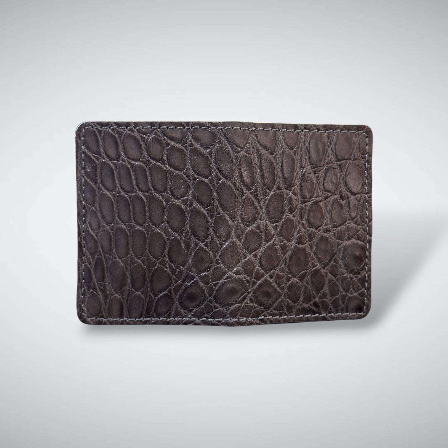 The Knox – Matte Alligator Slim Card Case | Gray