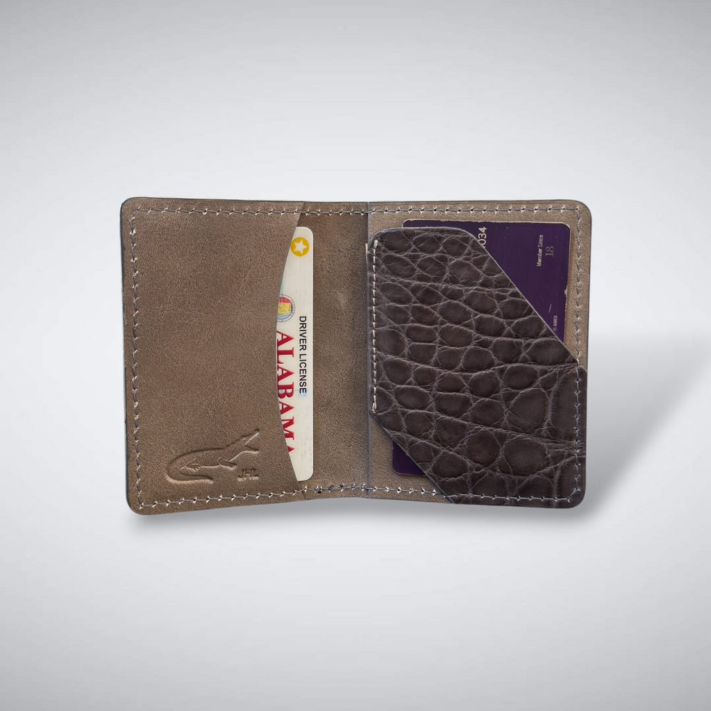 The Knox – Matte Alligator Slim Card Case | Gray