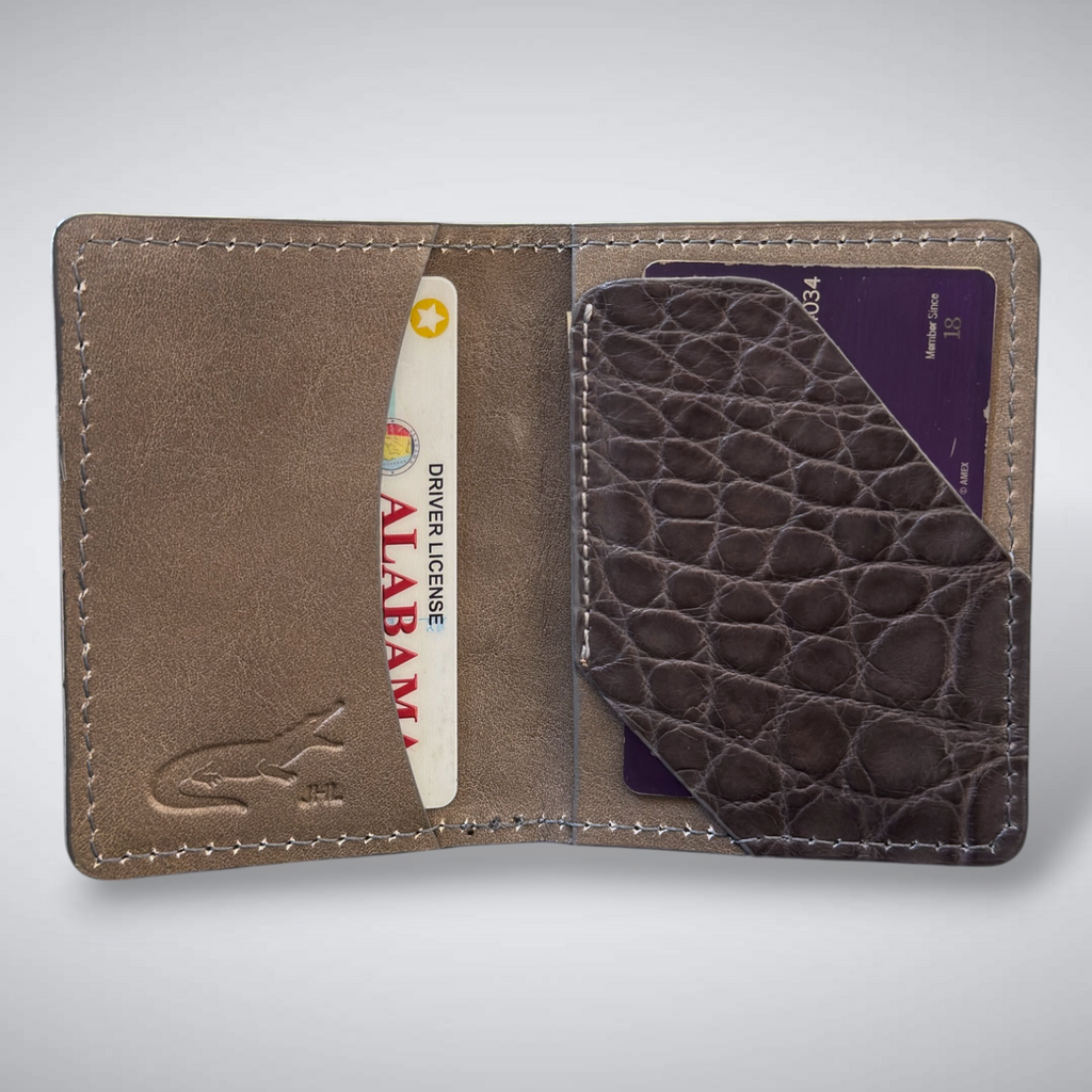The Knox – Matte Alligator Slim Card Case | Gray