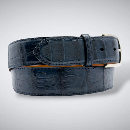 Matte Caiman Tail Belt: Navy