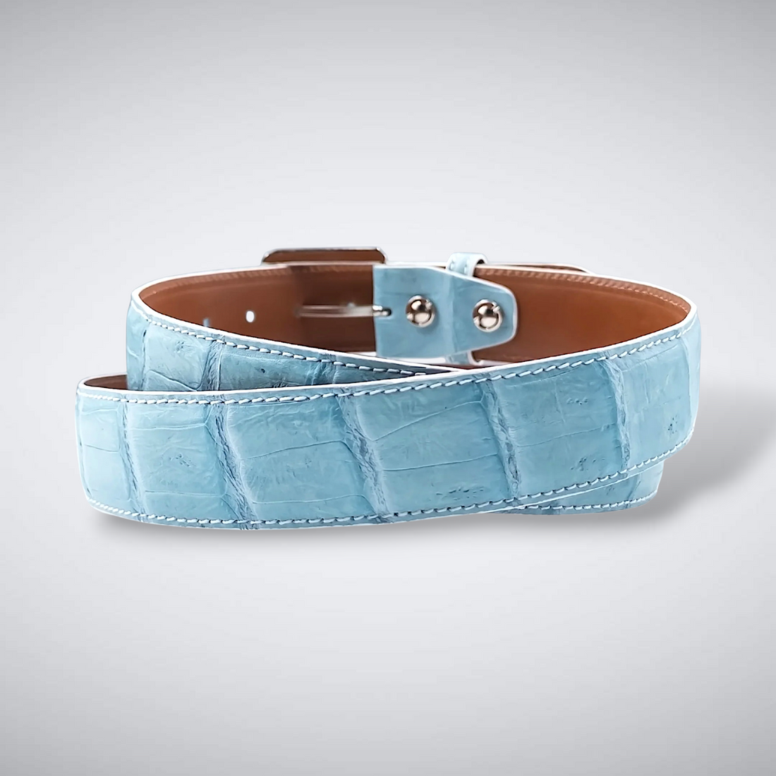 Matte Caiman Tail Belt: Sky Blue