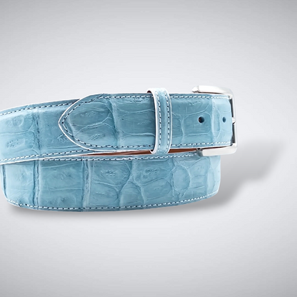 Matte Caiman Tail Belt: Sky Blue