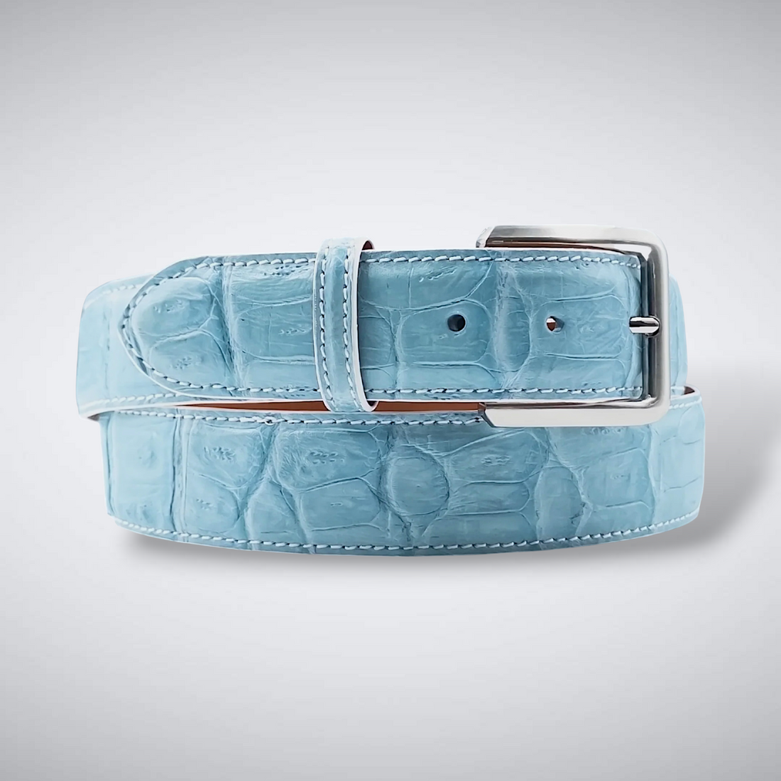 Matte Caiman Tail Belt: Sky Blue