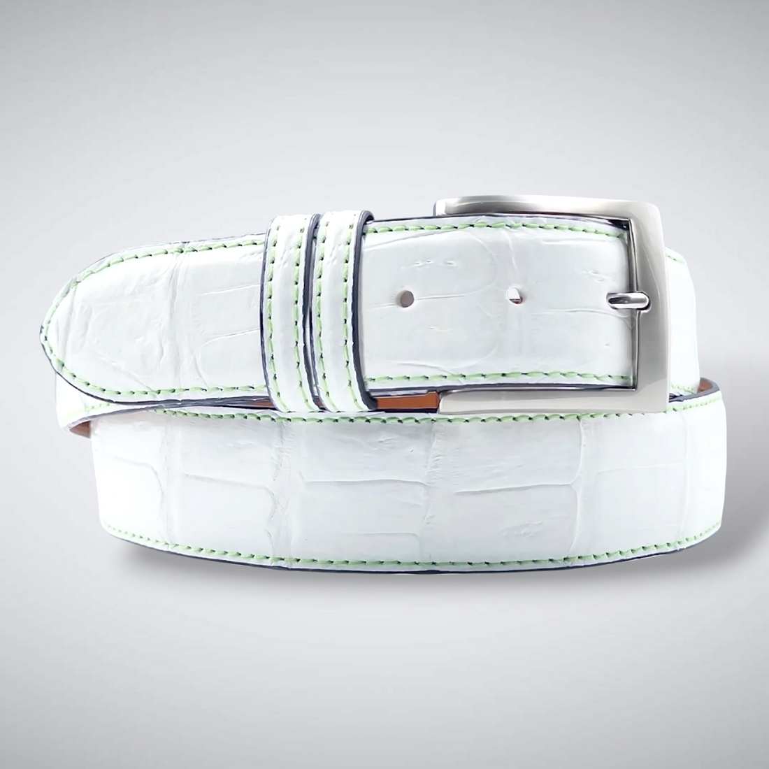Matte Caiman Tail Belt: White