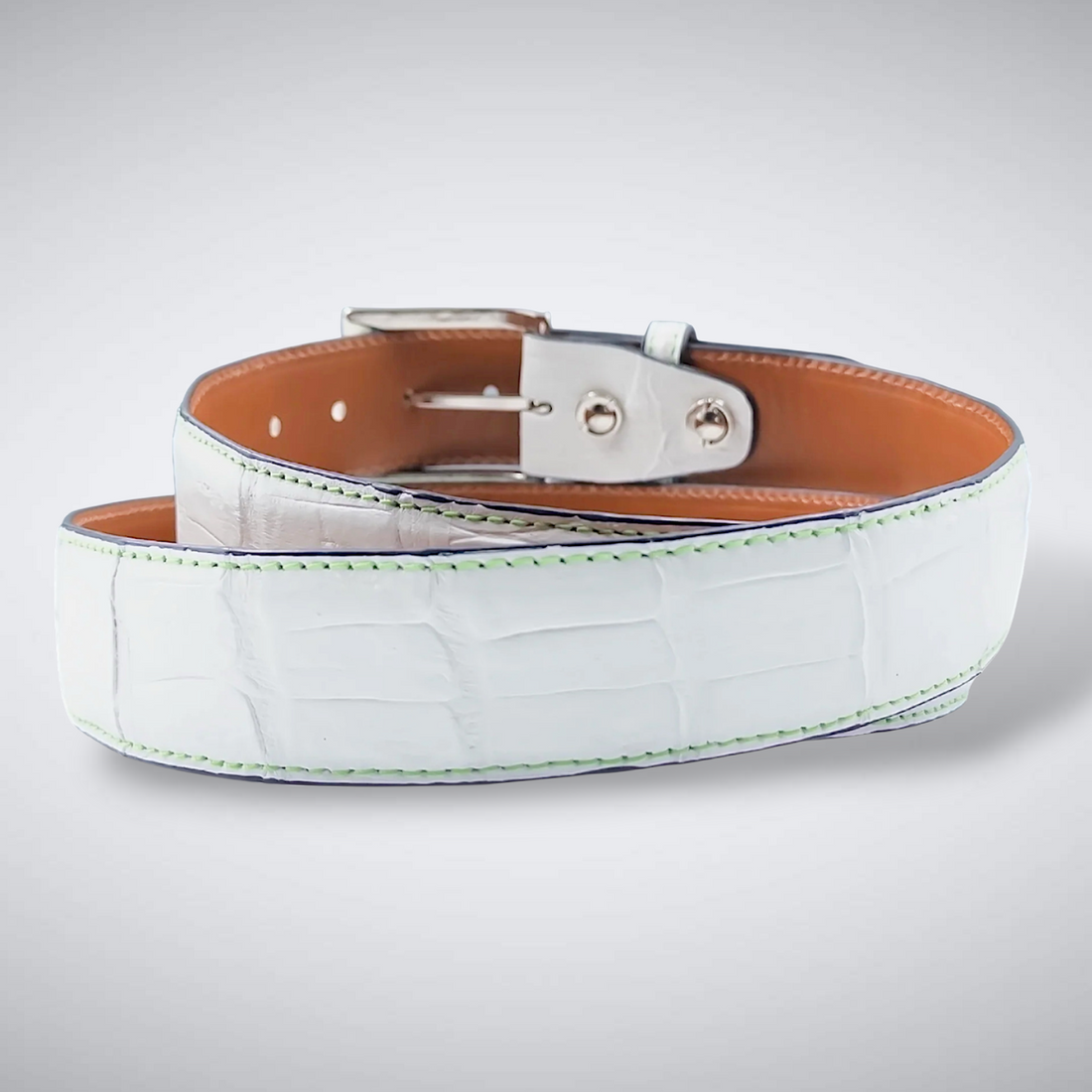 Matte Caiman Tail Belt: White