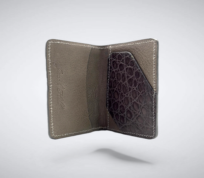 Matte Alligator Gaston Card Case: Grey