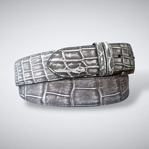 Alligator Belt — Grey and White | Matte