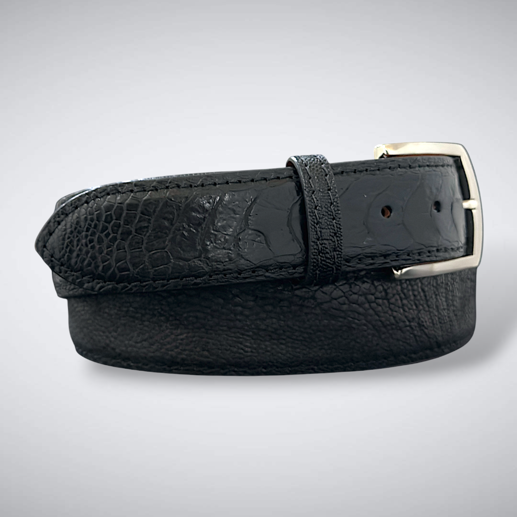 Ostrich Belt — Black Matte | Shin