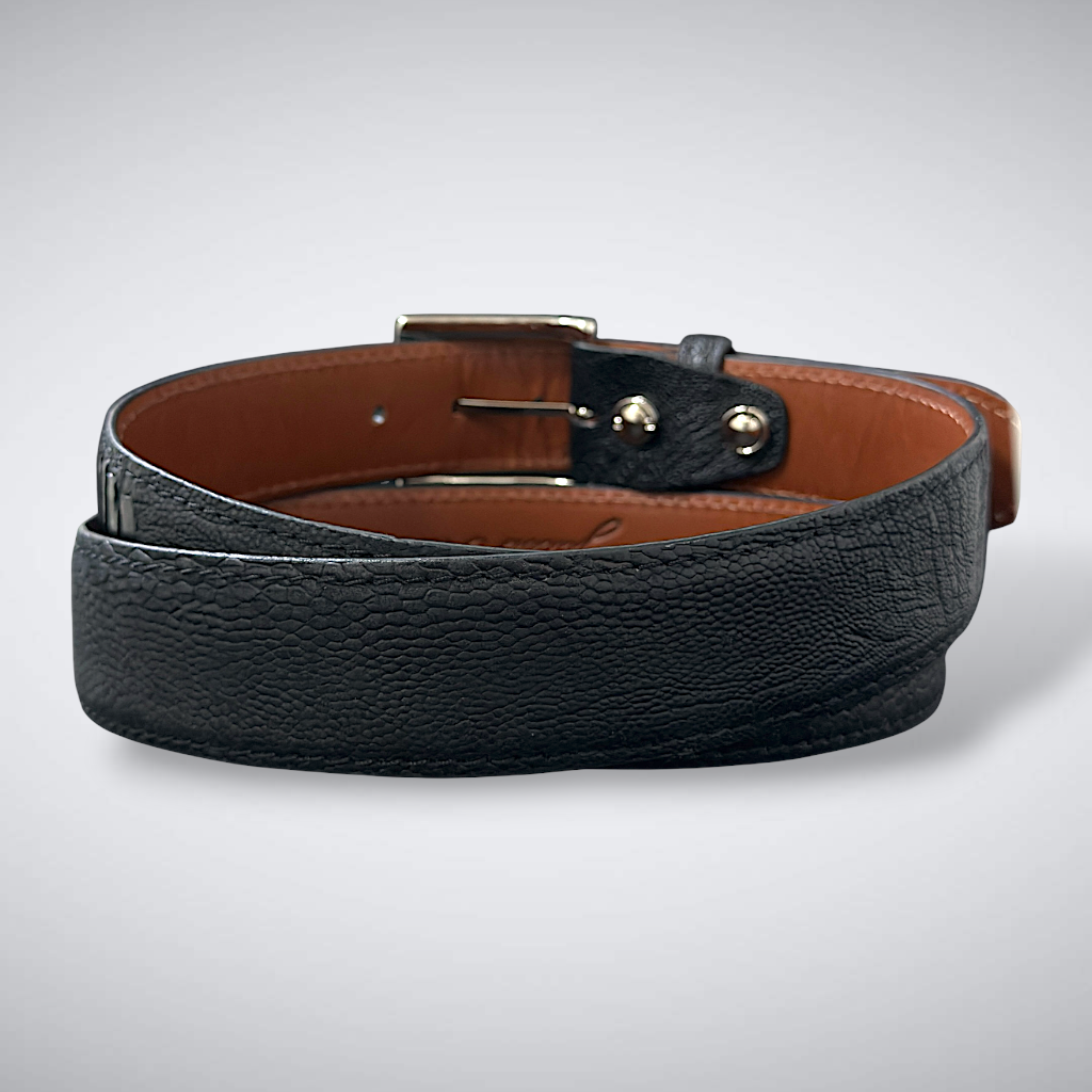 Ostrich Belt — Black Matte | Shin