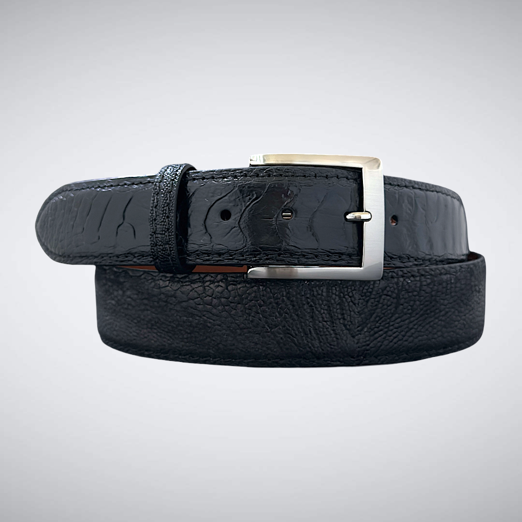 Ostrich Belt — Black Matte | Shin