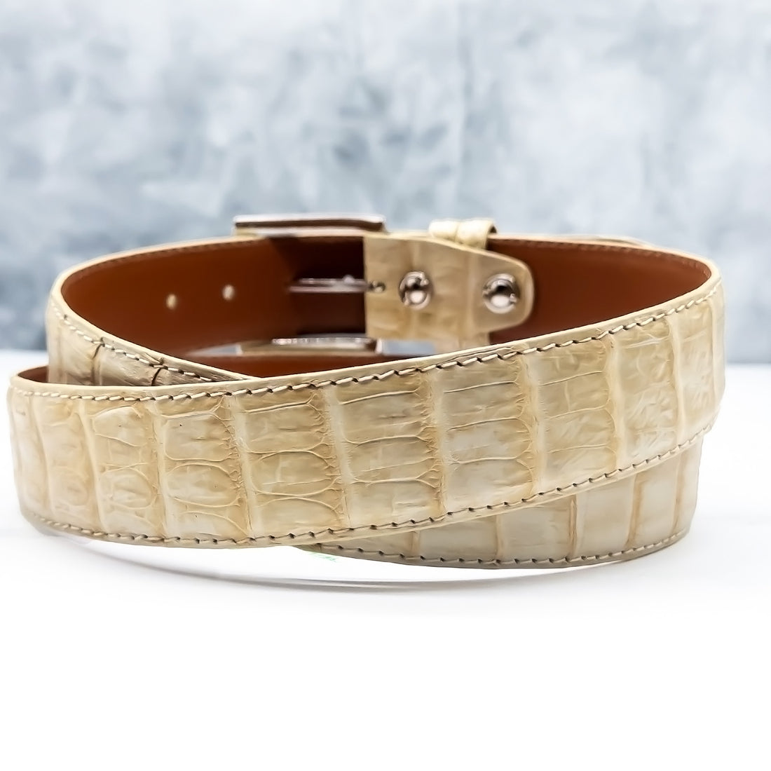 Ready To Ship Caiman Belt: Ivory 1.5&quot; Width