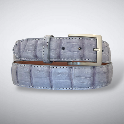 Matte Caiman Tail Belt – Marais (Light Grey / LT Grey Tonal Stitch)