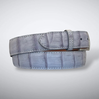 Matte Caiman Tail Belt – Marais (Light Grey / LT Grey Tonal Stitch)