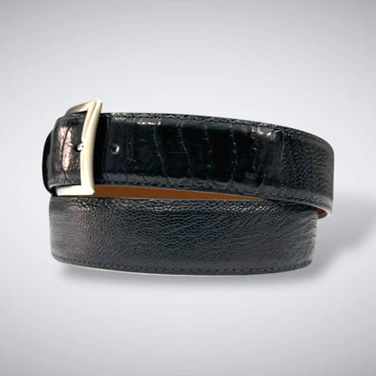 Ostrich Shin Belt: Matte Black