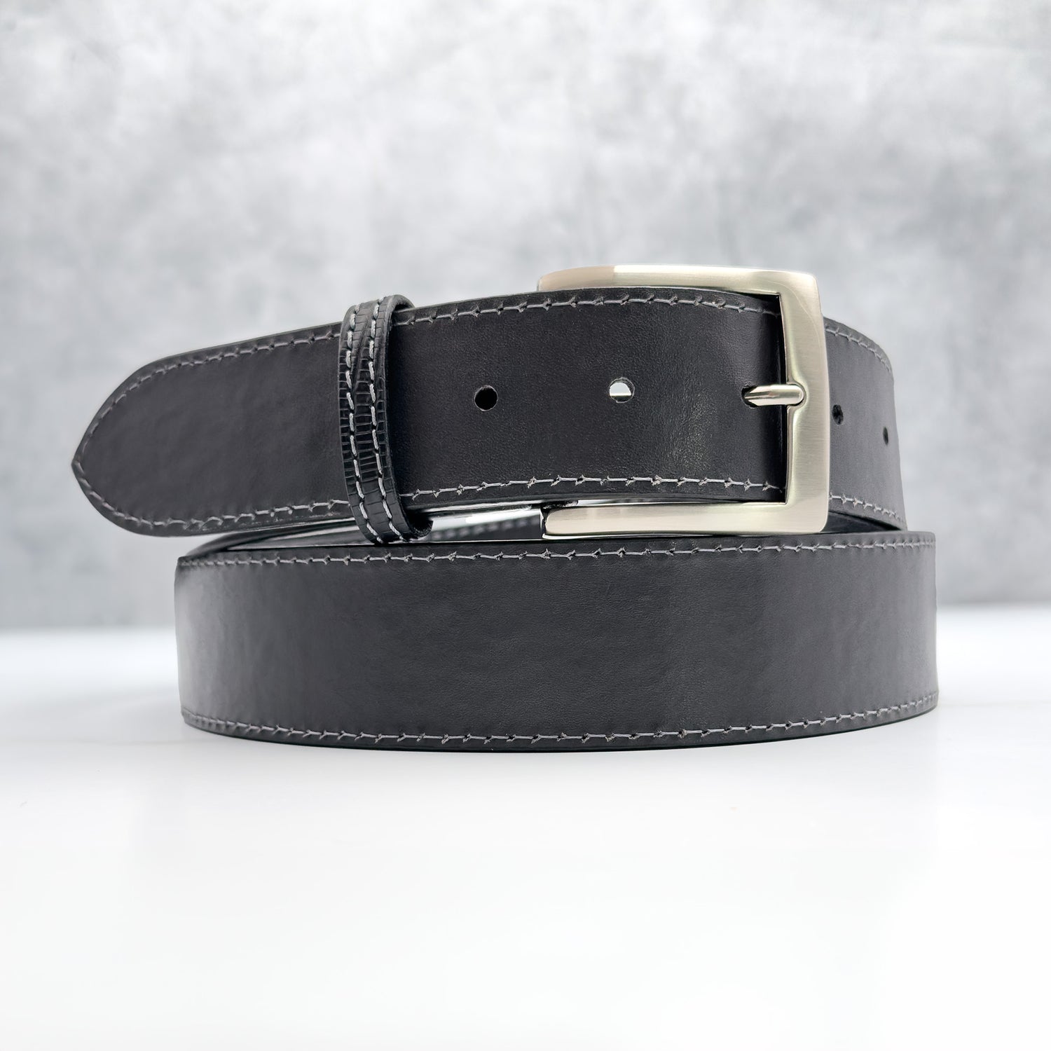 Italian Calf Belt: Graphite Grey