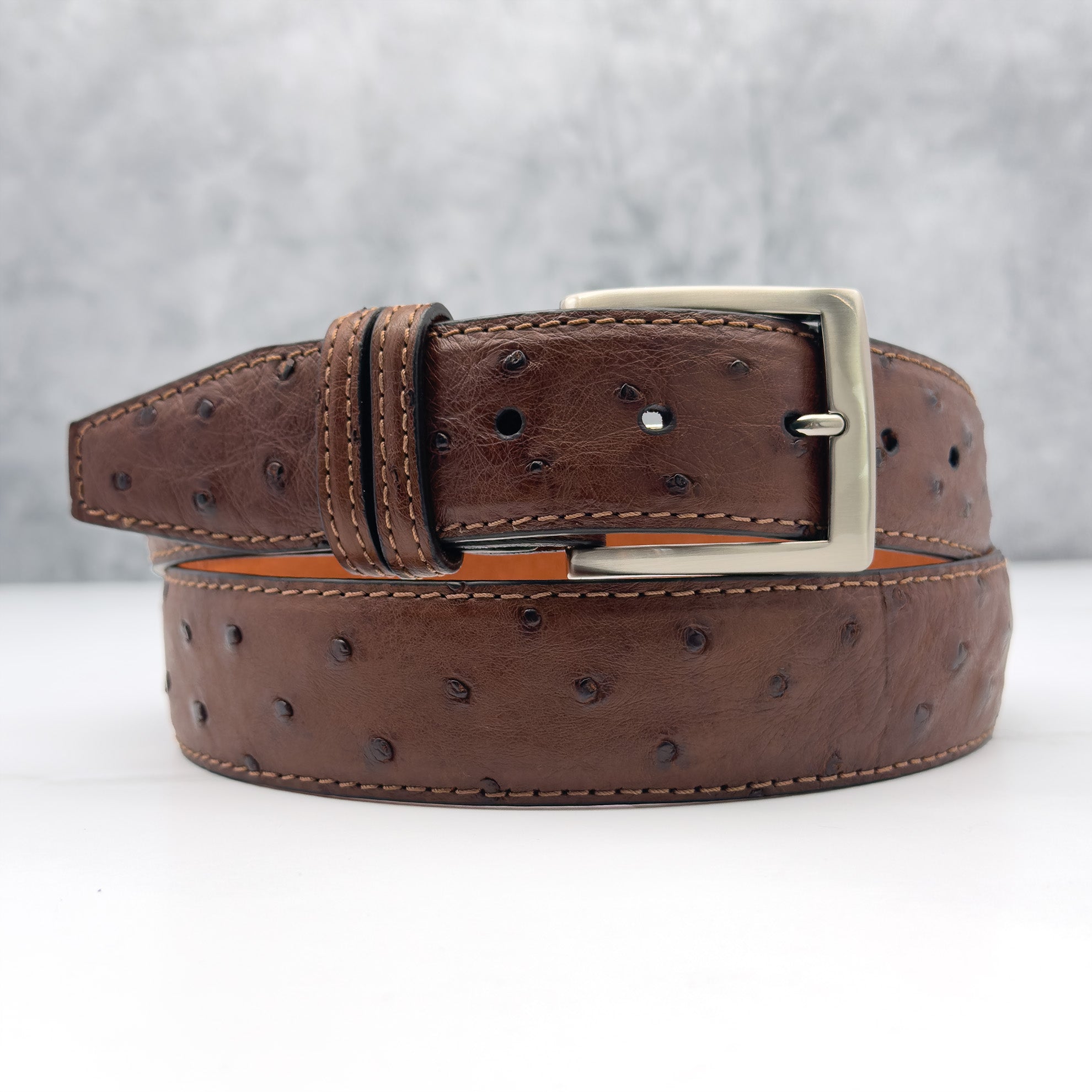 Ostrich Quill Belt: Brown