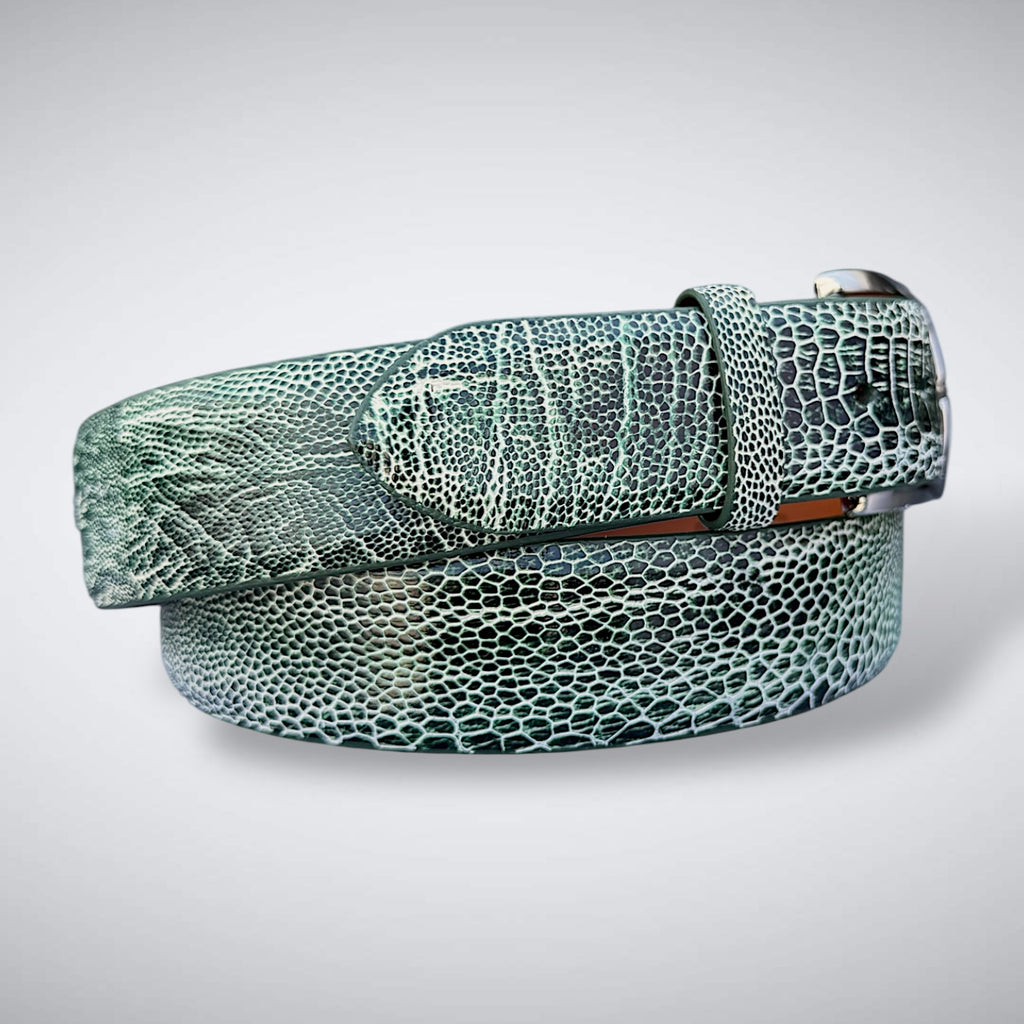 Ostrich Shin Belt — White Onions