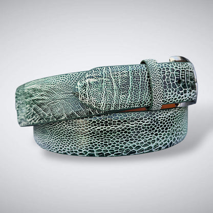 Ready To Ship Ostrich Shin Belt: Moss Creek (Width 1.5&quot;)