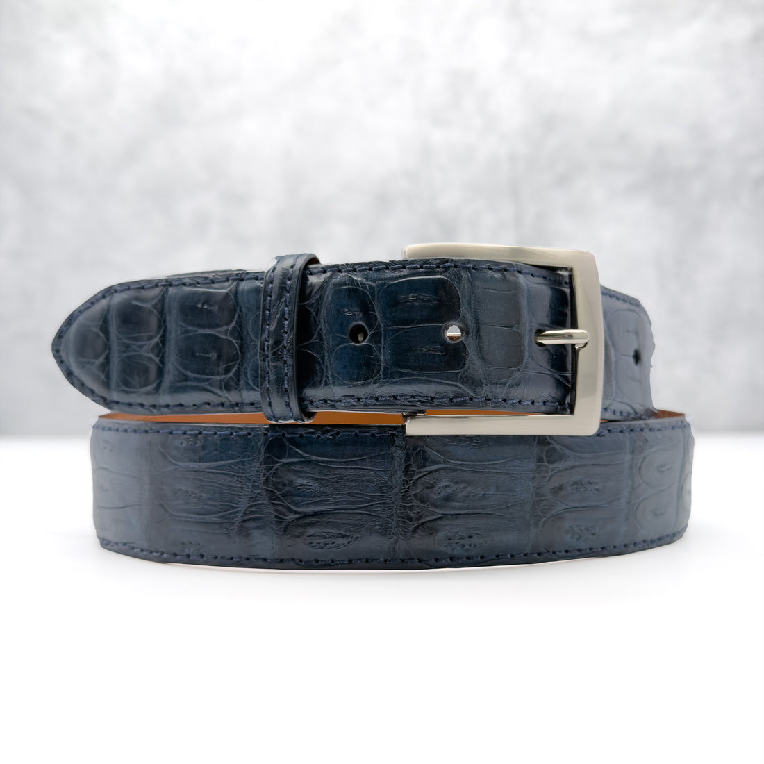 Ready To Ship Caiman Belt: Navy With Matching Stitch And Edge (1.5&quot; Width)