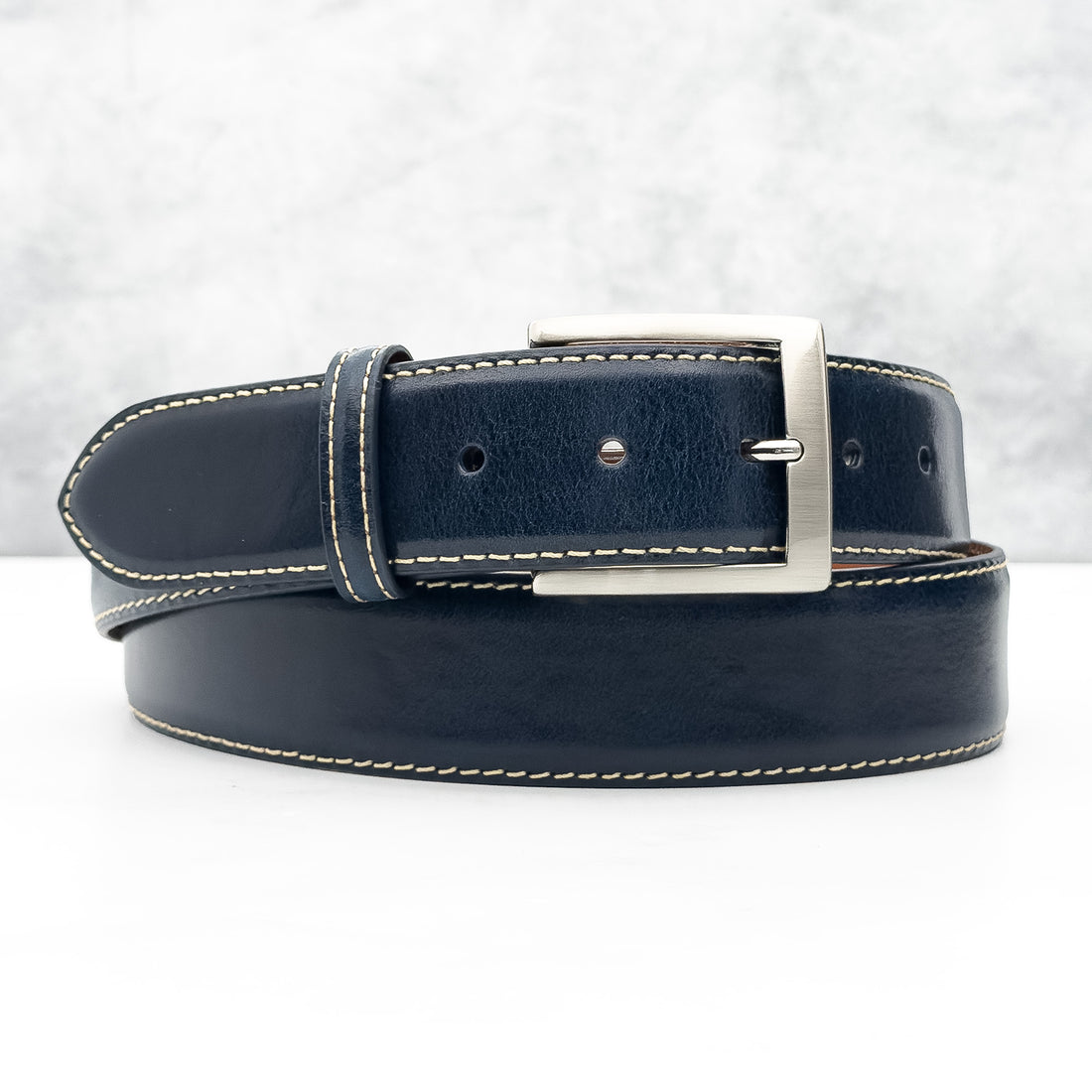 Ready To Ship Italian Calf Belt: Navy Calf (1.5 Width)