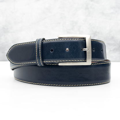 Ready To Ship Italian Calf Belt: Navy Calf (1.5 Width)