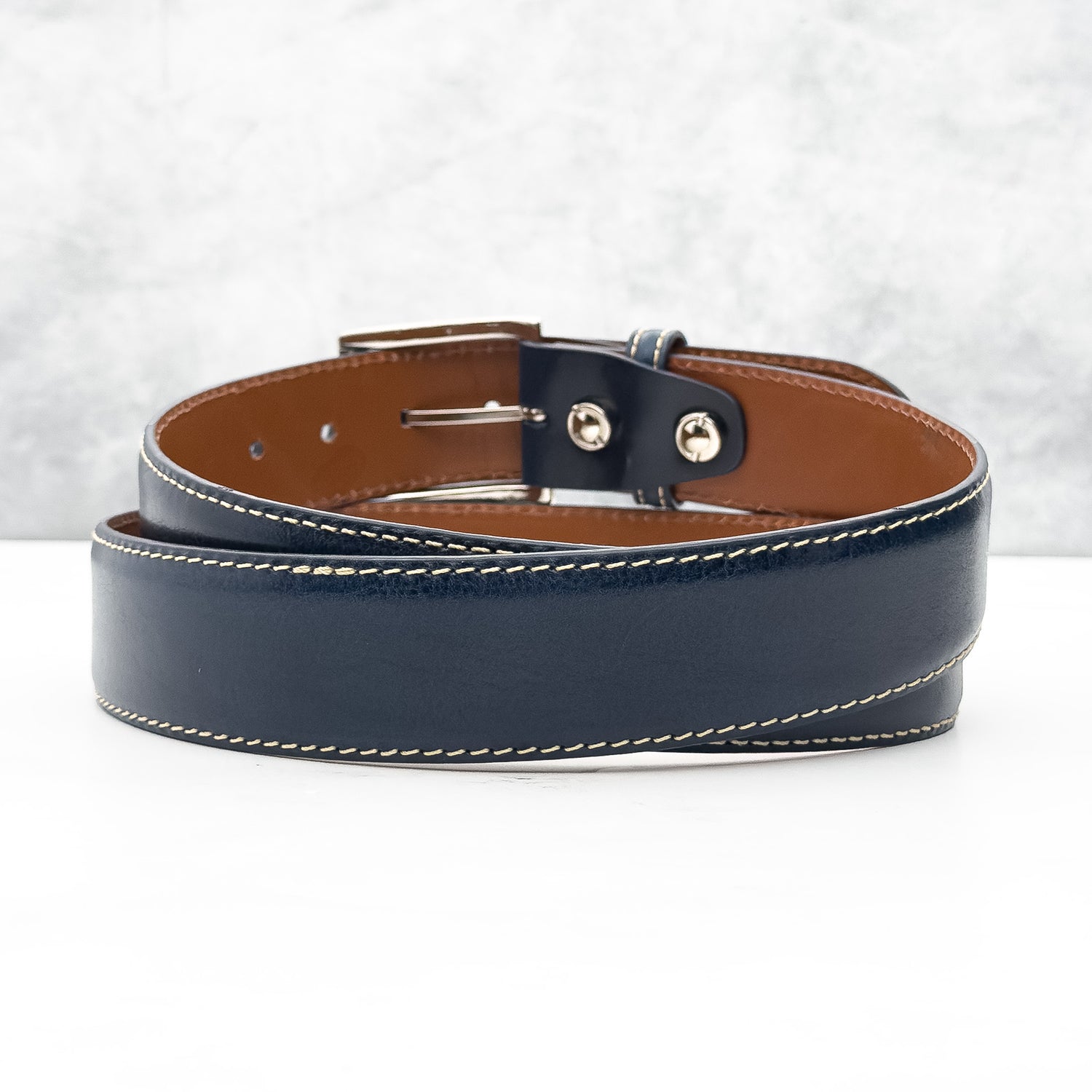 Ready To Ship Italian Calf Belt: Navy Calf (1.5 Width)