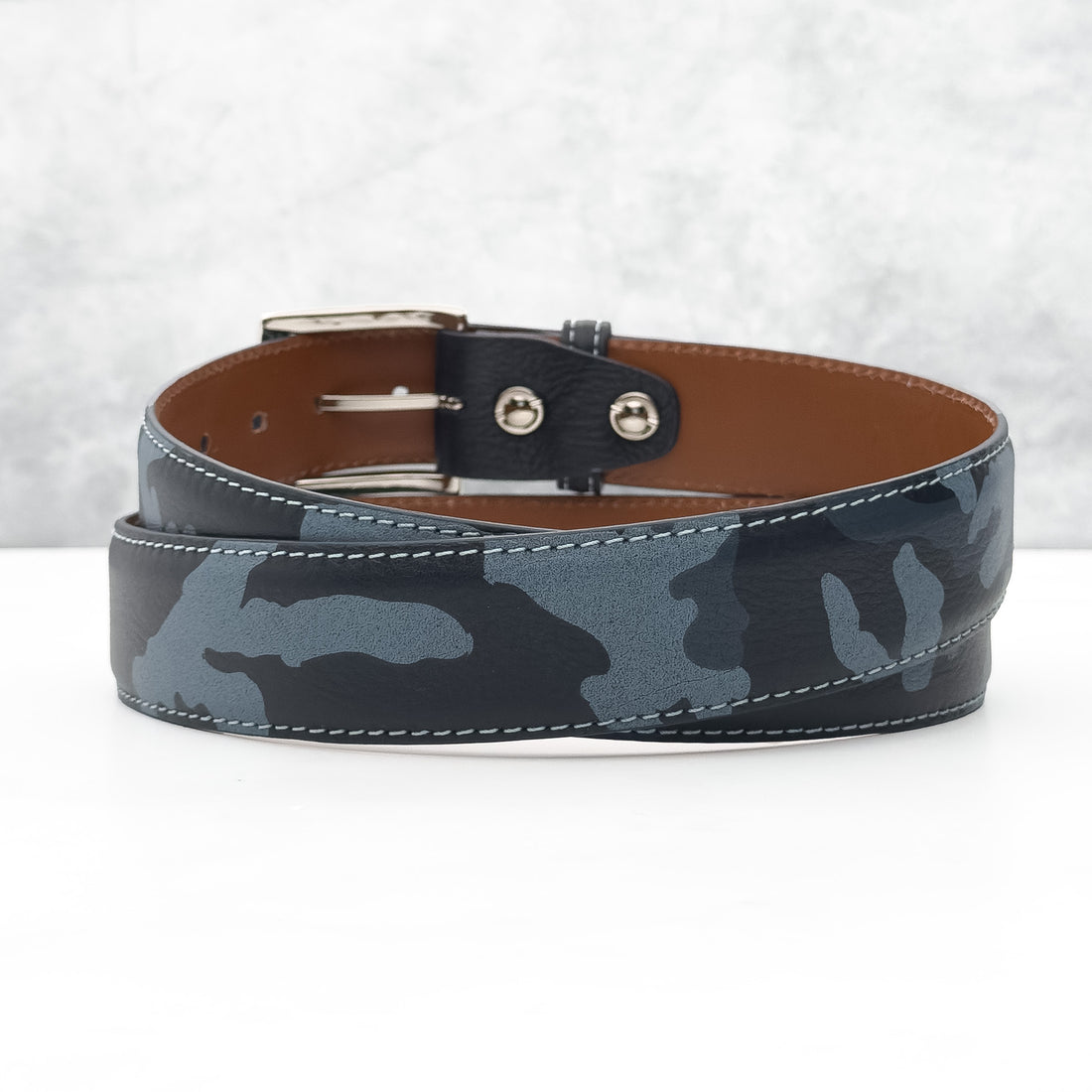 Italian Calf Belt: Navy Camo