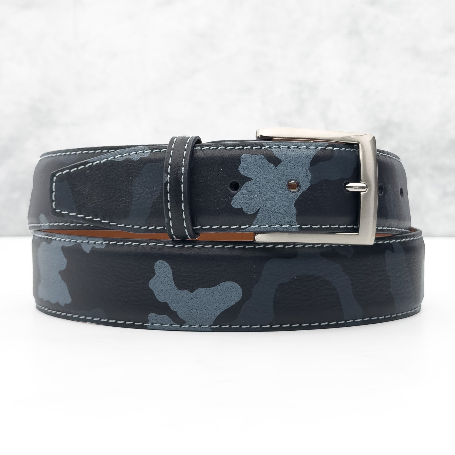 Italian Calf Belt: Navy Camo