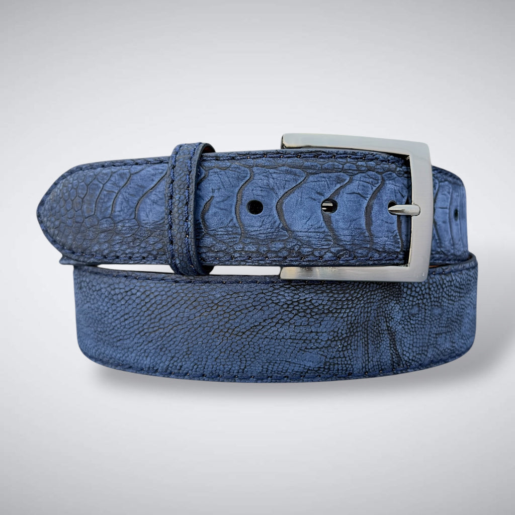 Ostrich Shin Belt — Blue Suede Shoes