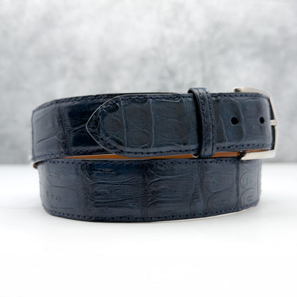 Matte Caiman Tail Belt: Navy