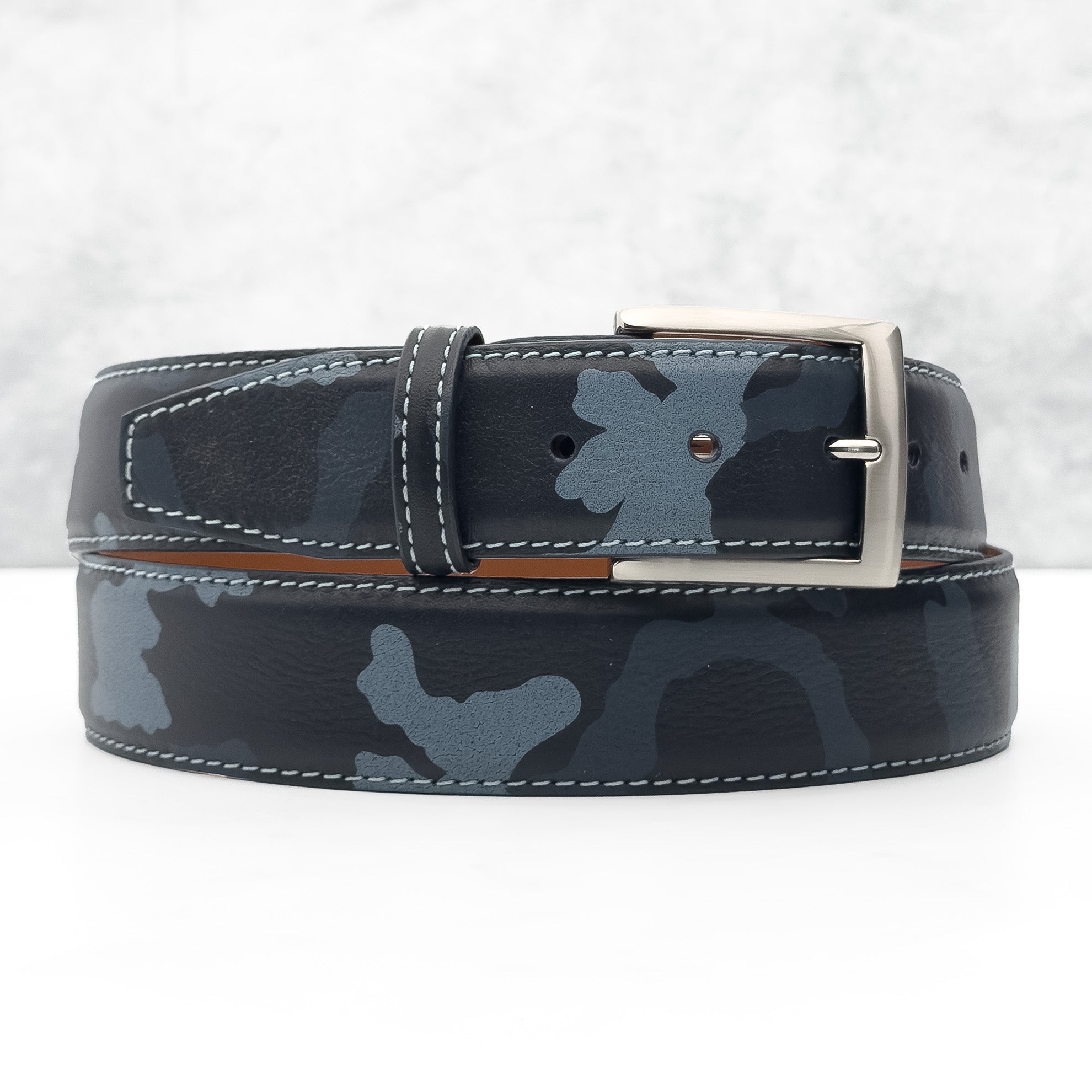 Ready To Ship Italian Calf Belt: Navy Camo (1.5 Width)