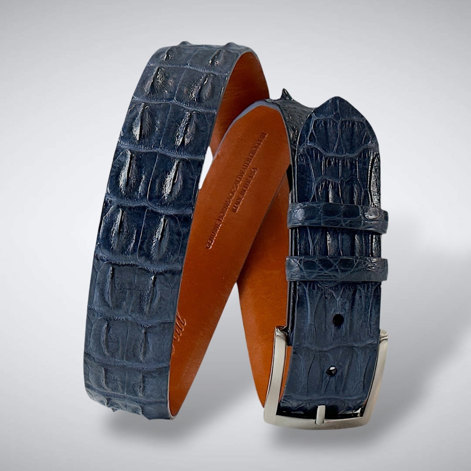 Saltwater Crocodile Belt: Navy Blue