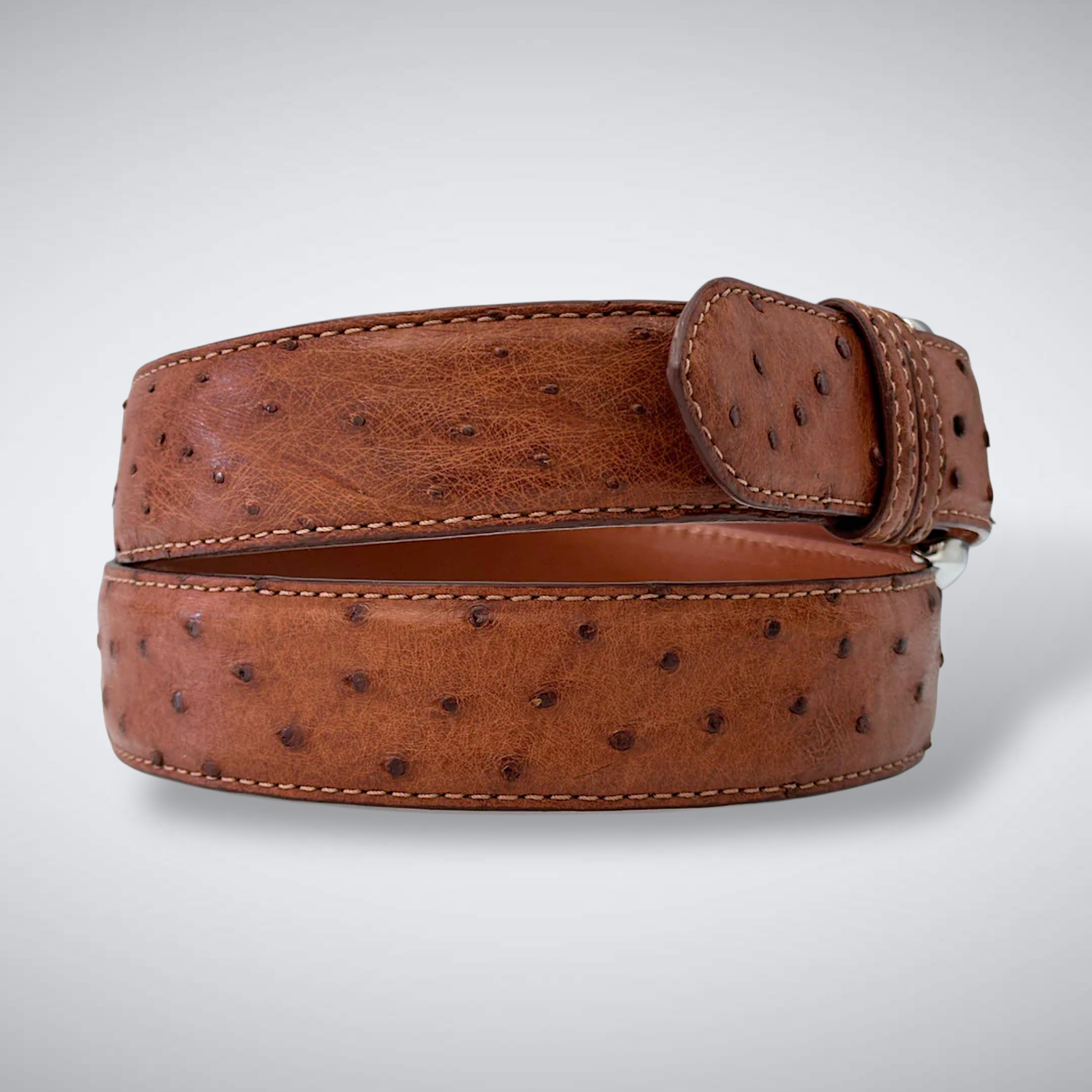 Ostrich Quill Belt: Cognac