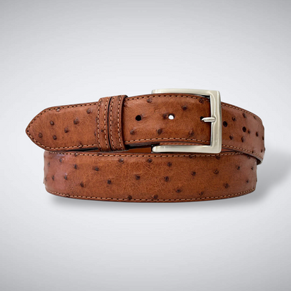 Ostrich Quill Belt: Cognac