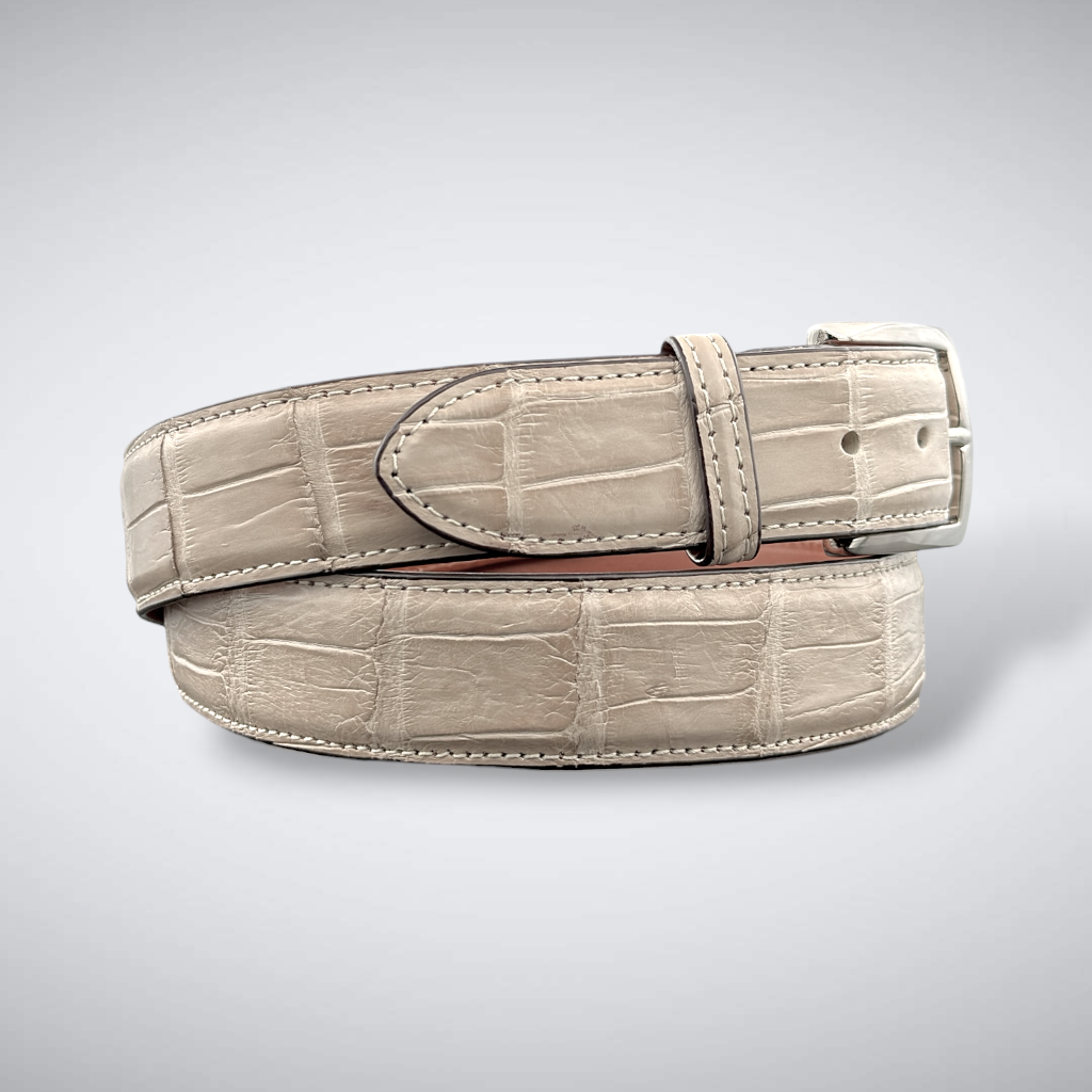 Alligator Belt — Oatmeal | Matte Tail Cut