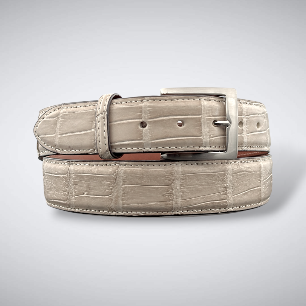 Alligator Belt — Oatmeal | Matte Tail Cut