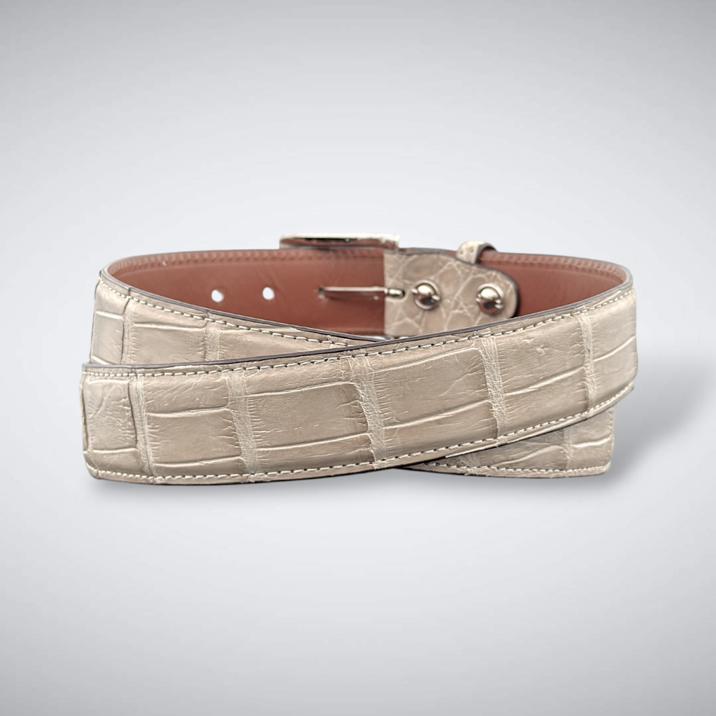Alligator Belt — Oatmeal | Matte Tail Cut