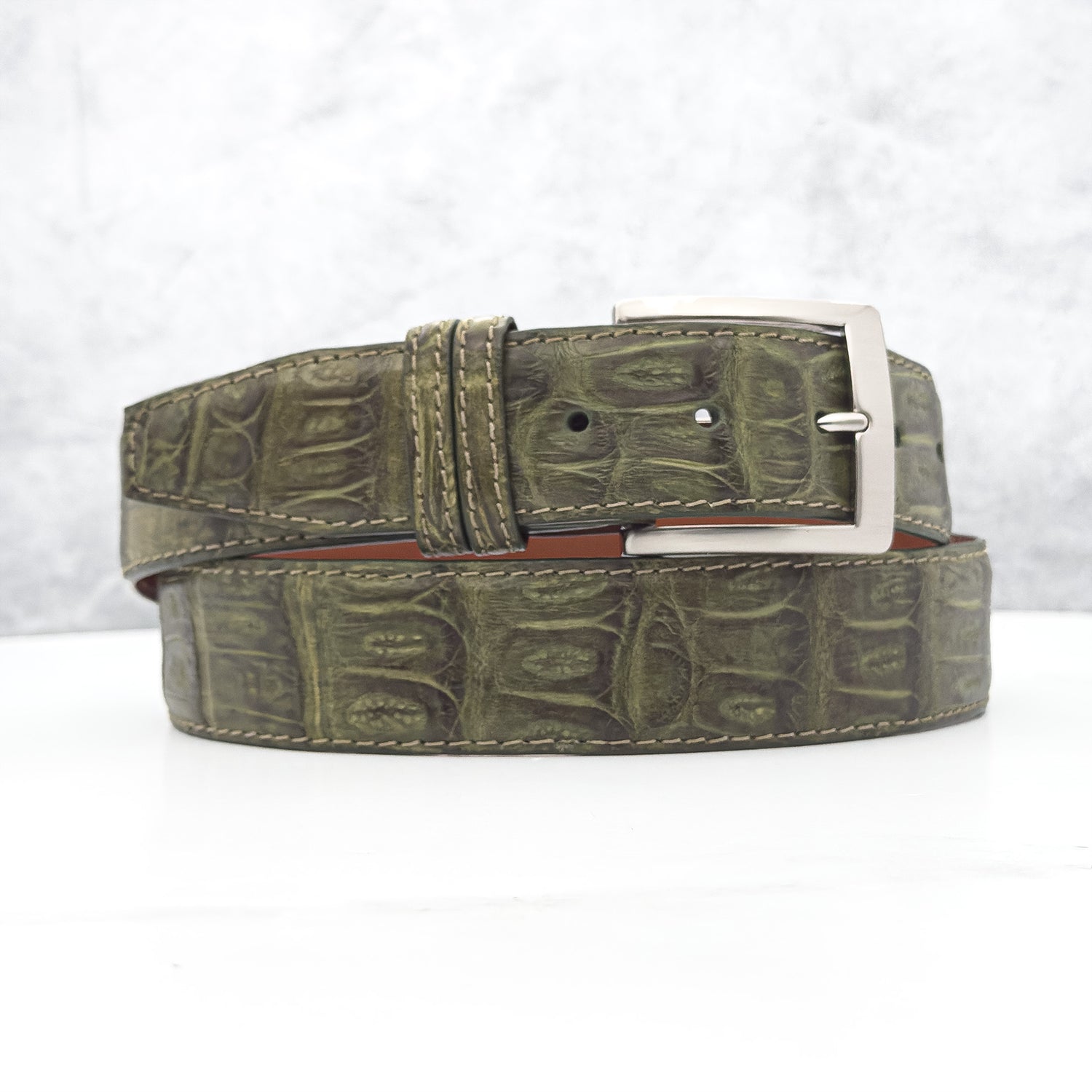 Ready To Ship Caiman Belt: Olive Diamond Tip (1.5&quot; width)