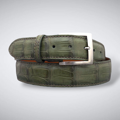 Rivoli Caiman Tail Belt – Matte Olive