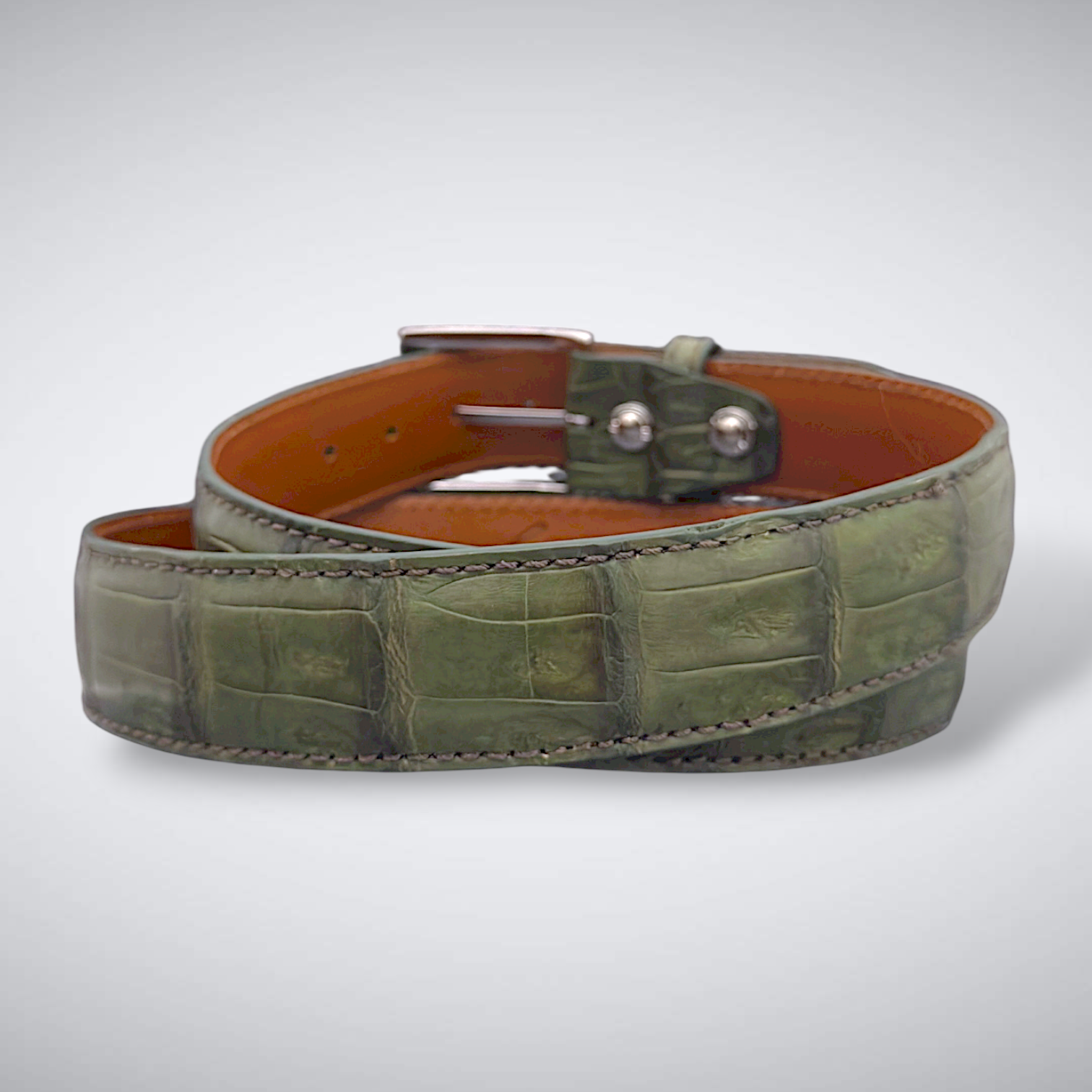 Rivoli Caiman Tail Belt – Matte Olive