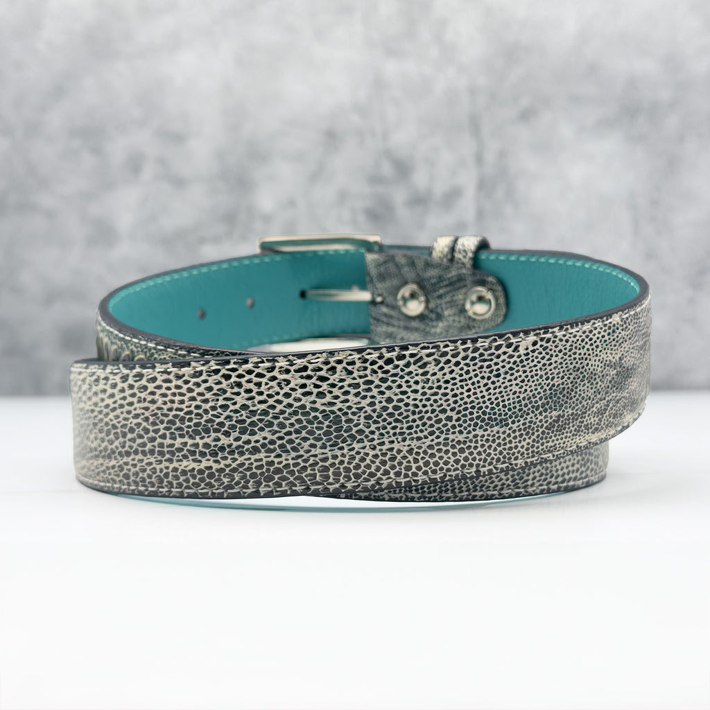 Ostrich Shin Belt — Seafoam