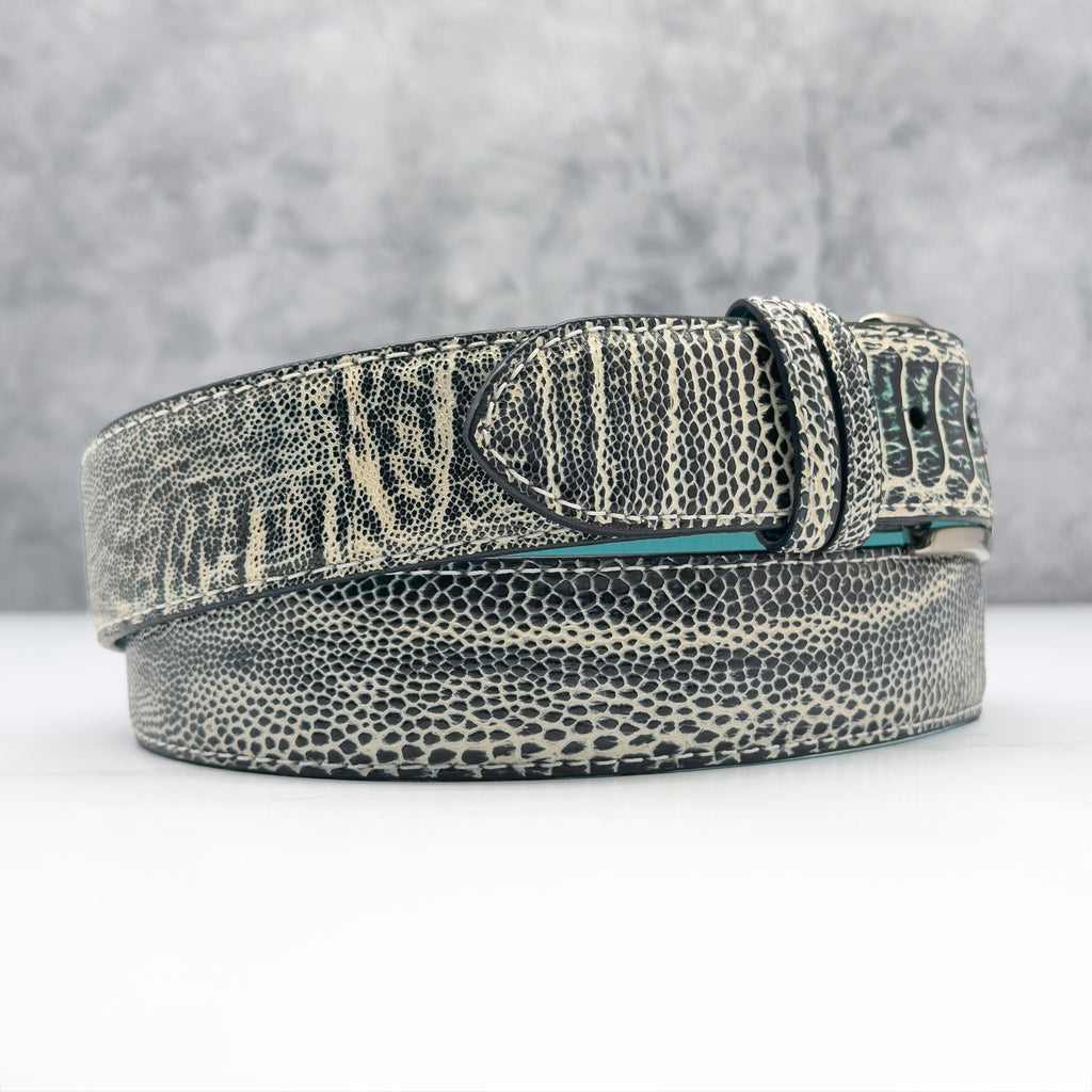 Ostrich Shin Belt — Seafoam