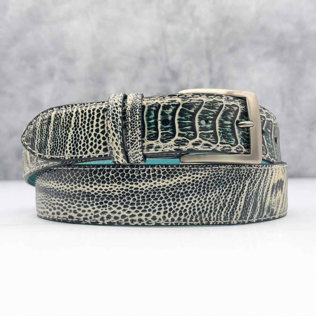 Ostrich Shin Belt — Seafoam